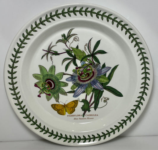 Portmeirion Botanic Garden Dinner Plate Blue Passion Flower Passiflora 10 1/2"0