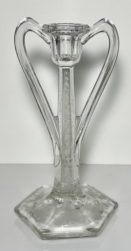 Fostoria Vintage Etched 9 3/4" Single Light Candlestick0