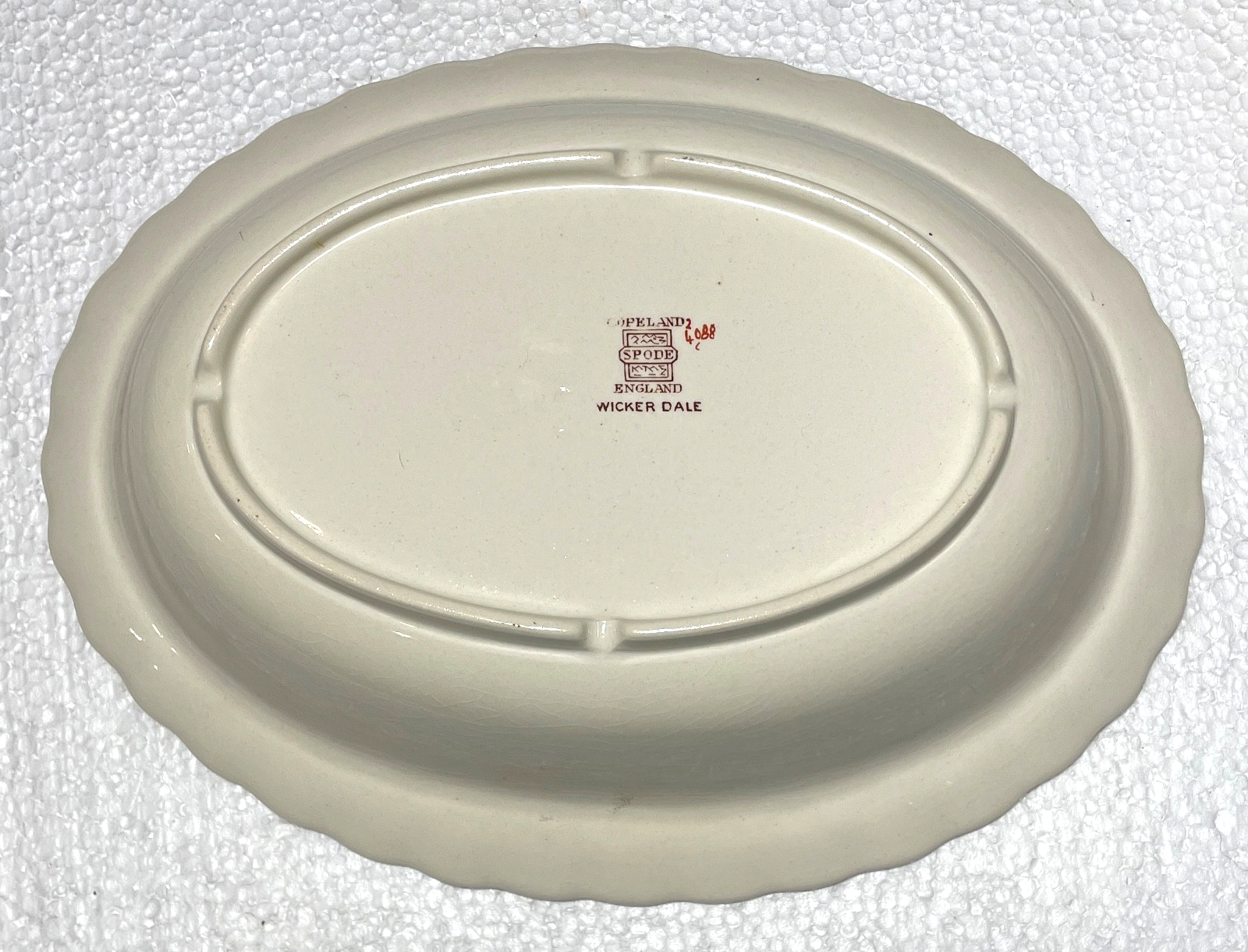 Spode Wicker Dale Oval Vegetable Bowl 11 3/4" Crazed1