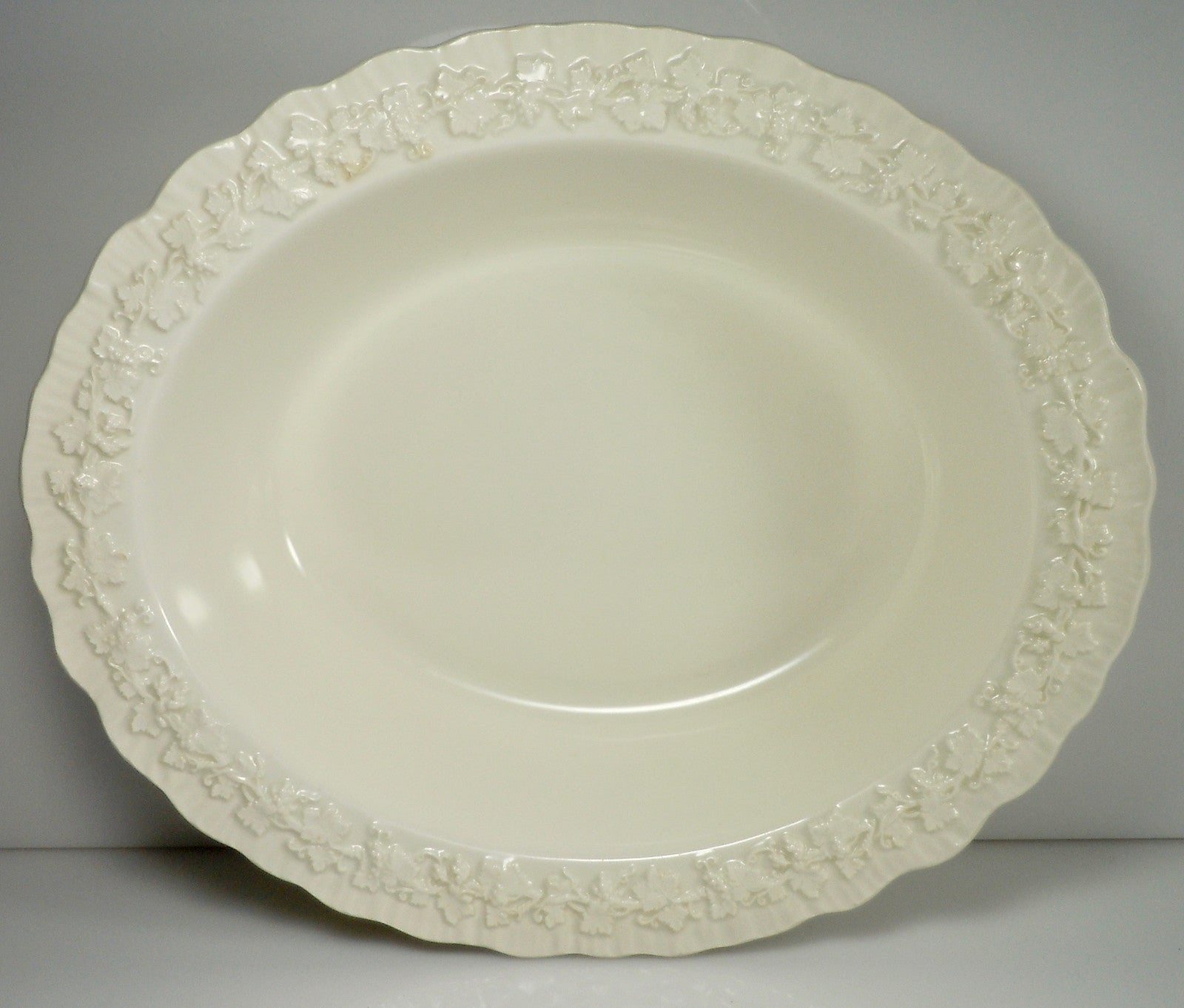 Wedgwood Cream Color on Cream Color Shell Edge Oval Vegetable Bowl 9 5/8"0