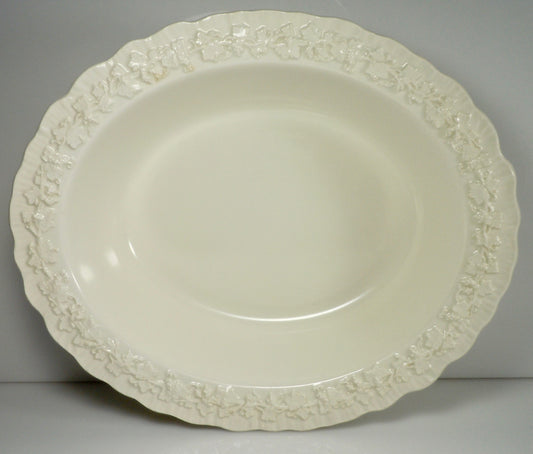 Wedgwood Cream Color on Cream Color Shell Edge Oval Vegetable Bowl 9 5/8"0