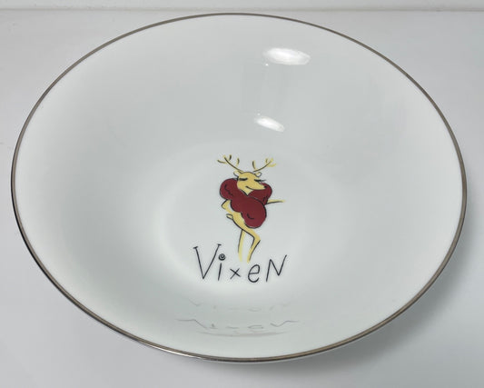 Pottery Barn Reindeer Vixen Large Salad Serving Bowl 10 1/2"0