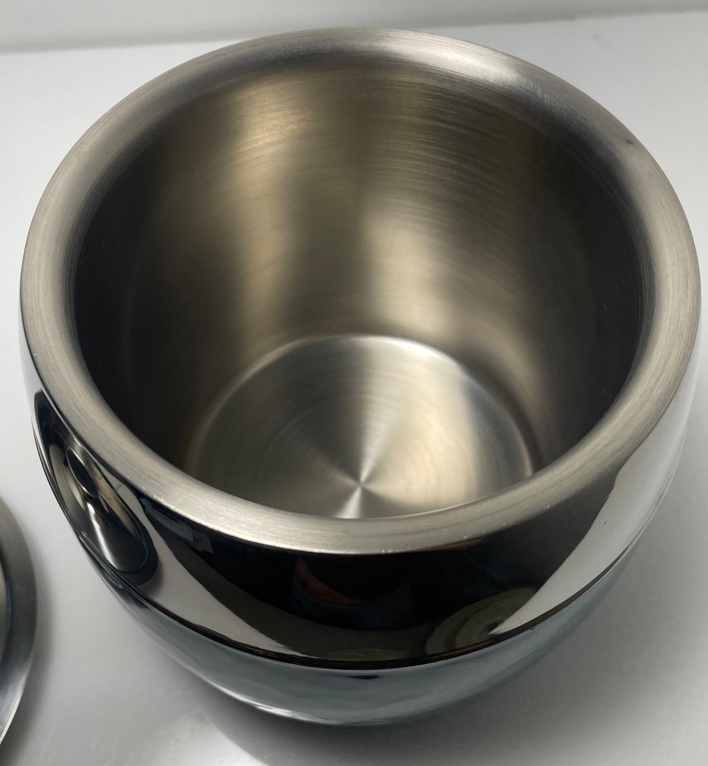 Vintage Aluminum Chrome and Turquoise Guilloché Effect Ice Bucket 6 3/4"2
