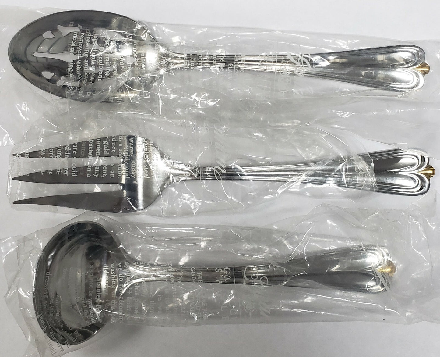 Gorham Golden Overture 3-Pcs Hostess Set Stainless Flatware Silverware0