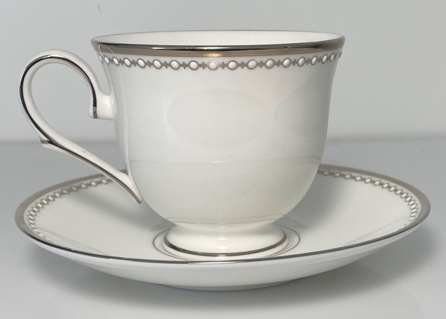 Lenox Pearl Platinum Footed Cup and Saucer Set0