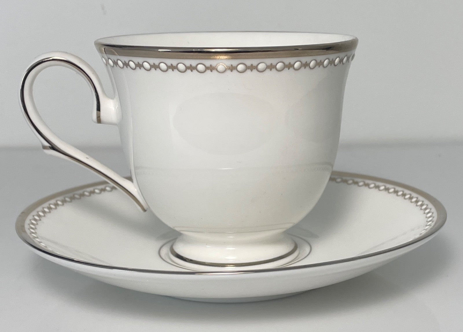 Lenox Pearl Platinum Footed Cup and Saucer Set0