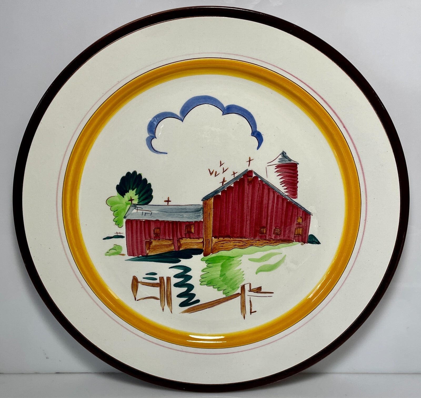 Stangl Country Life Barn and Farm Large Chop Plate Round Platter 14 1/4"0