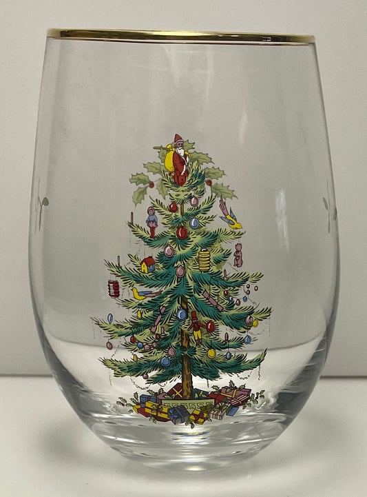Spode Christmas Tree Stemless Wine 4 5/8"0