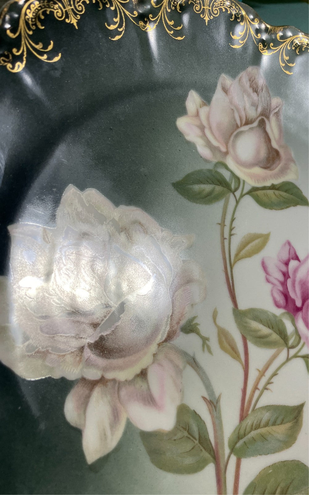 RC Malmaison Bavaria 3 Roses Vintage Handled Tray 11 3/4"4