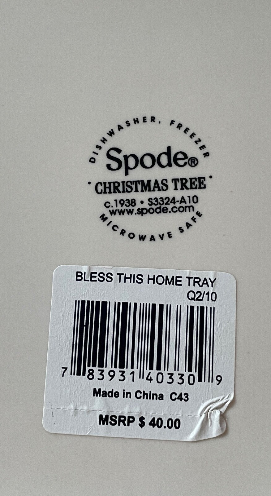 Spode Christmas Tree Bless this Home Tray 11 1/4"1