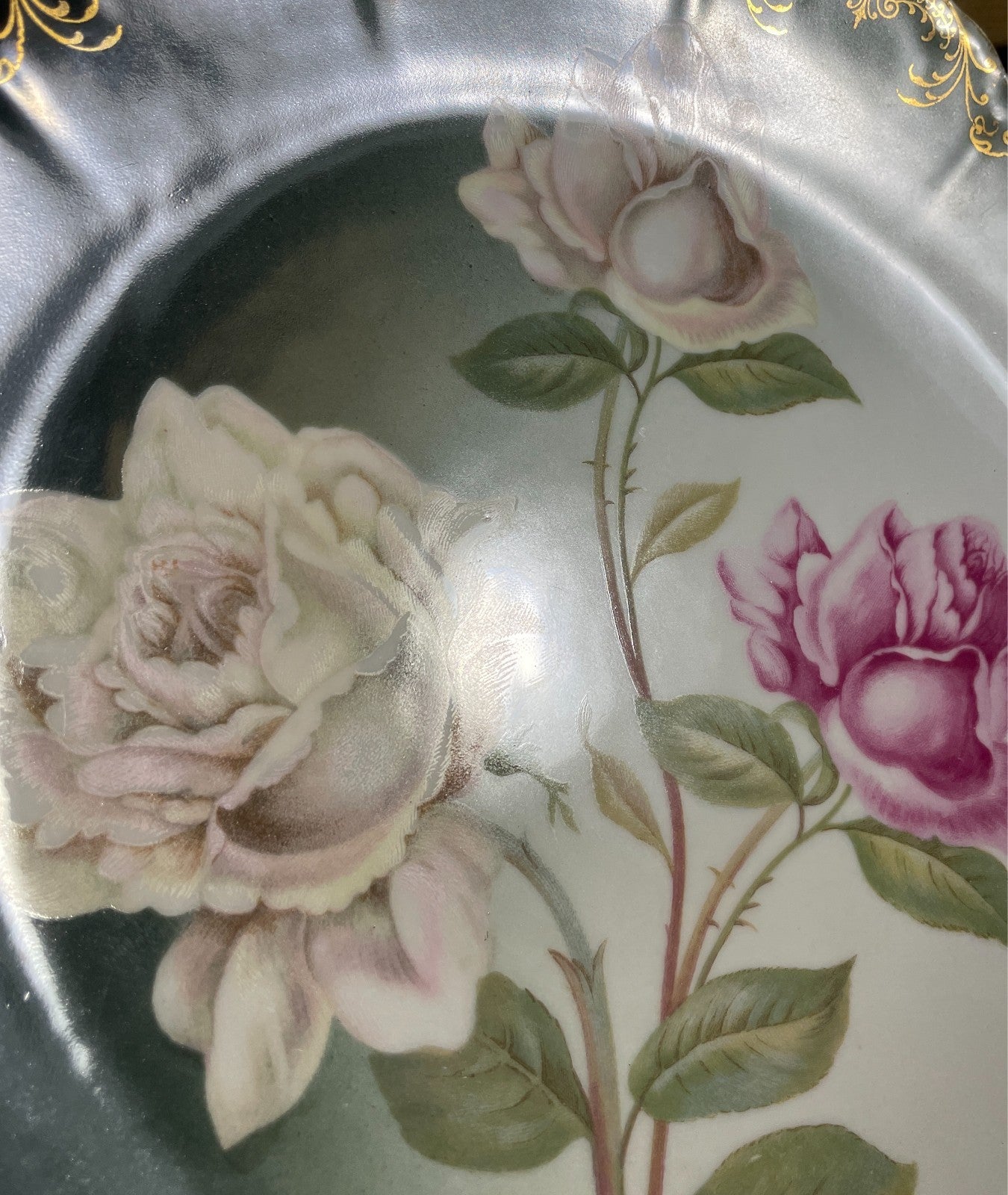 RC Malmaison Bavaria 3 Roses Vintage Handled Tray 11 3/4"5